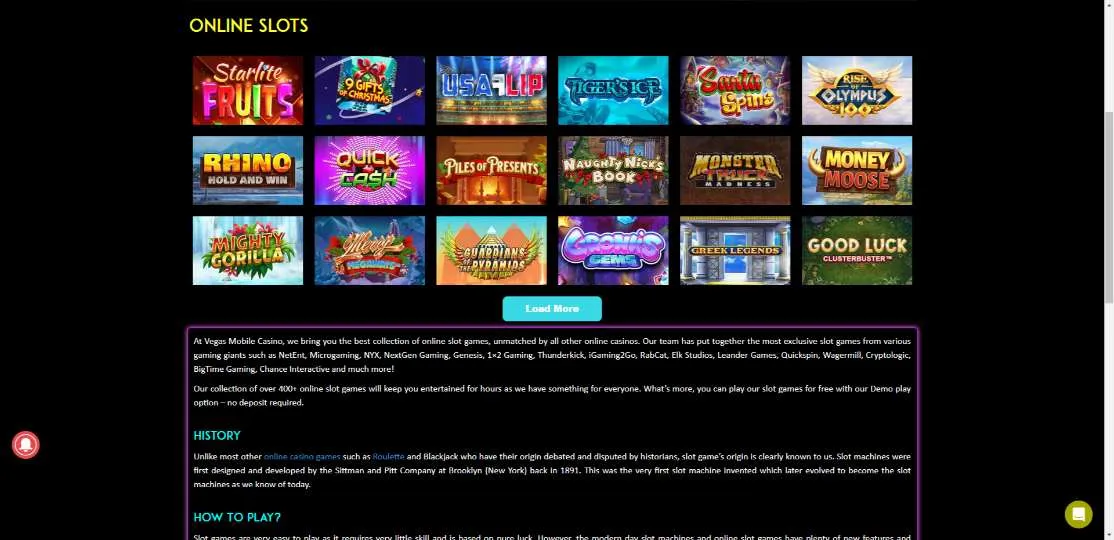 Vegas Mobile Casino Slot Games