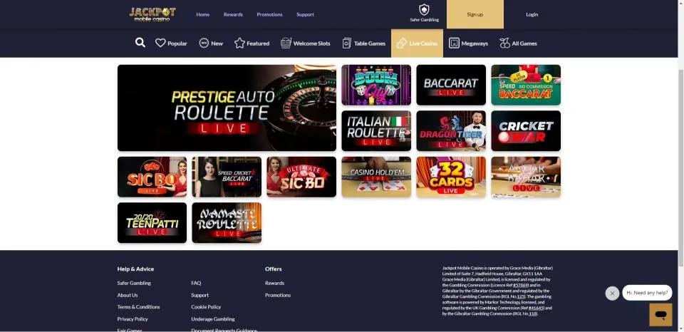 Jackpot Mobile Casino Live Casino Games