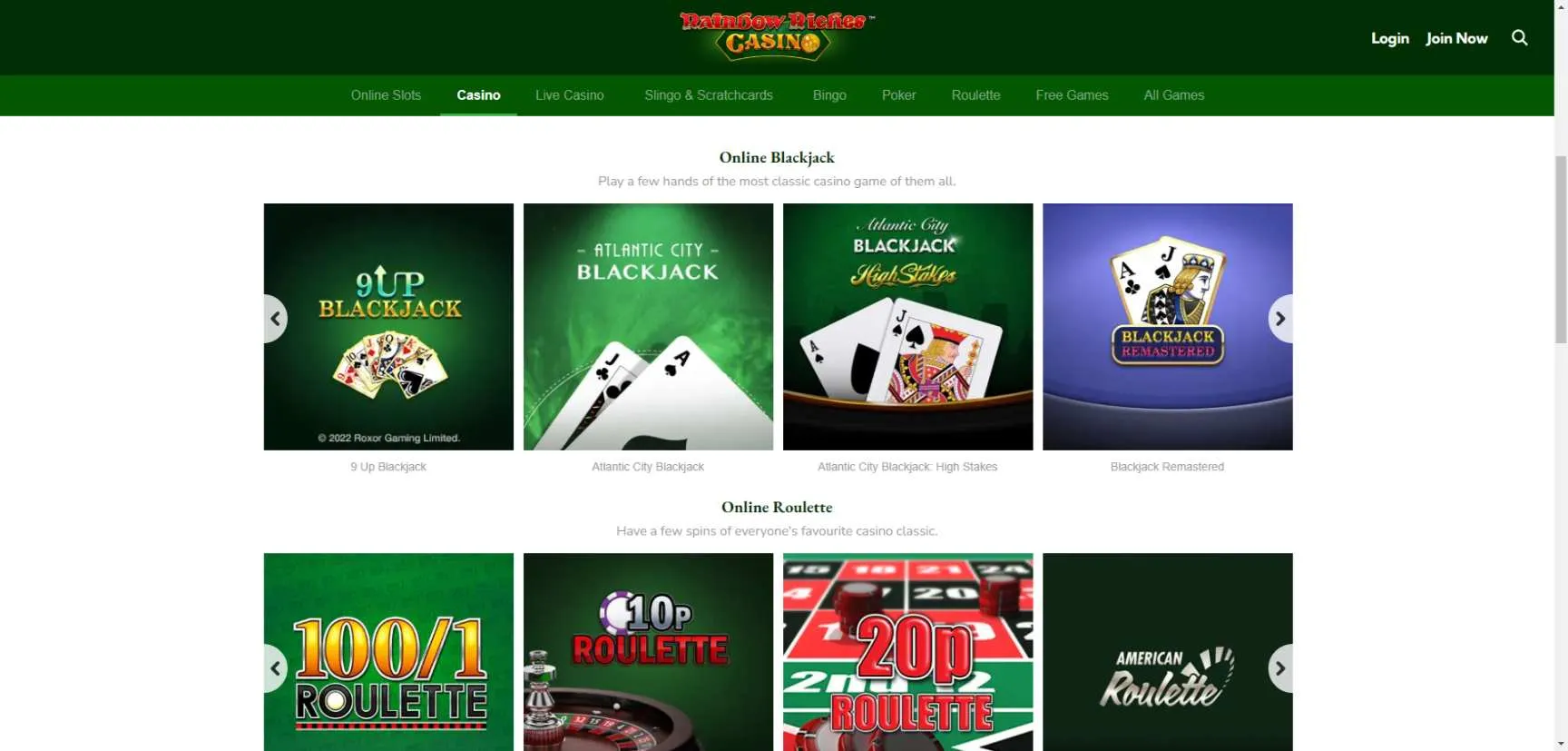 Rainbow riches online casino