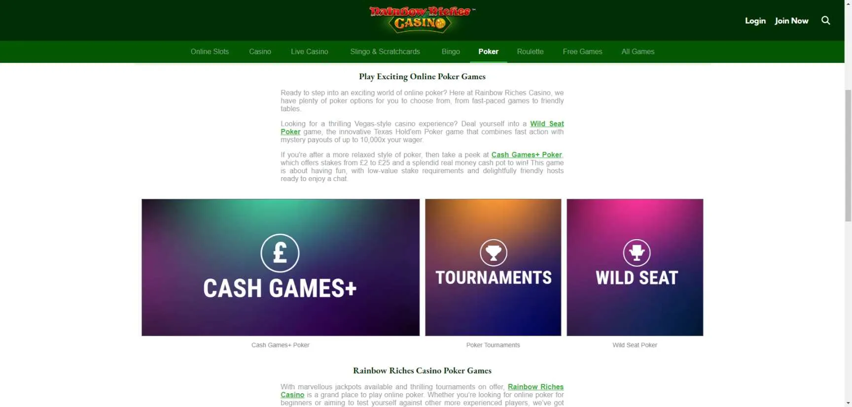 Rainbow riches poker