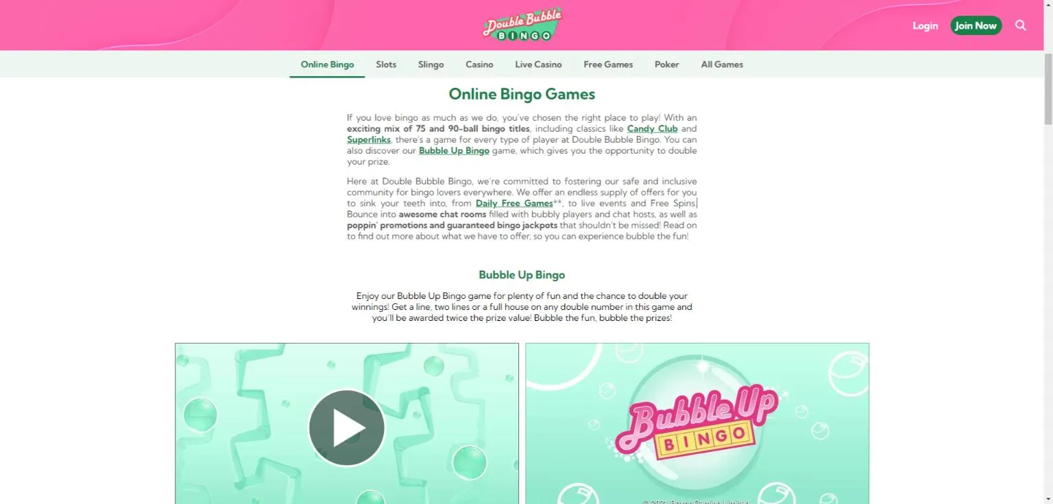 Double Bubble Bingo Casino Bingo Games