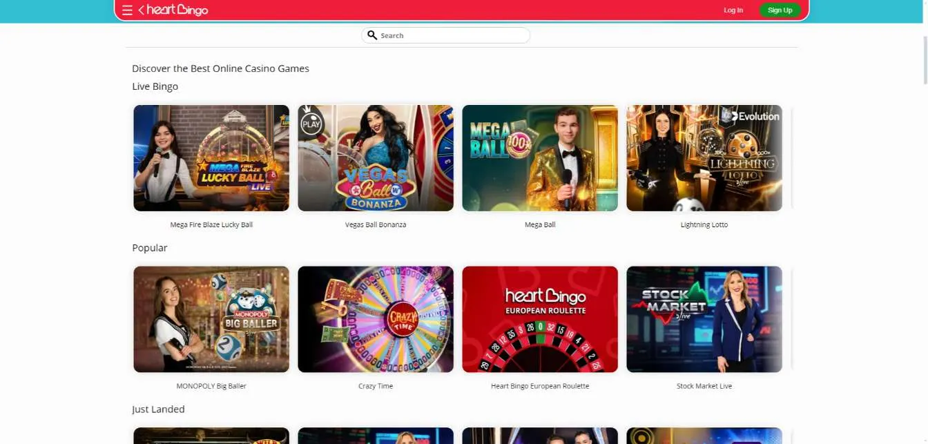 Heart Bingo Live Casino Games