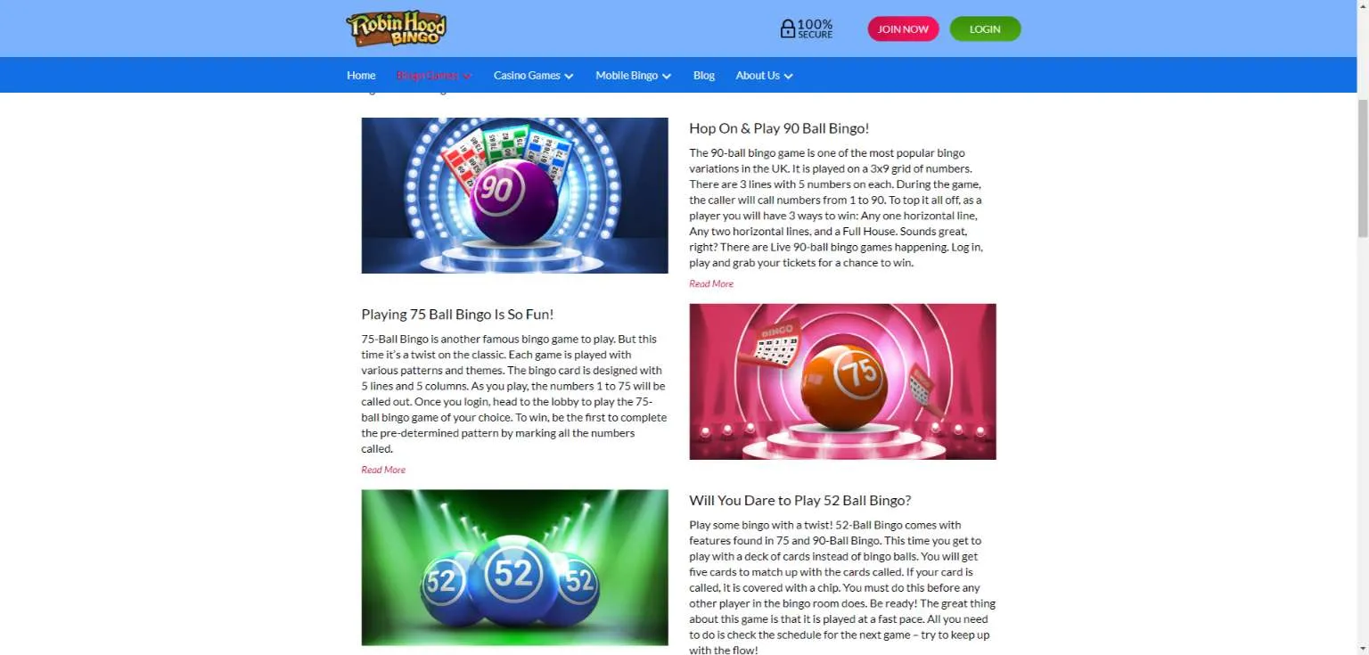 Robin Hood Bingo Casino Bingo Games