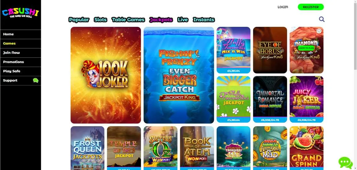 Casushi Casino Jackpot Games