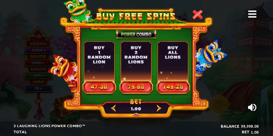 3 Laughing Lions Buy Free Spins