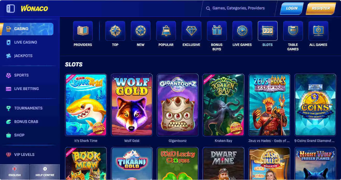 Wonaco Casino Slot Games Background Image