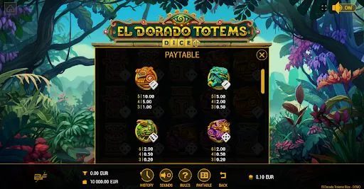 El Dorado Totems Dice Paytable Background Image