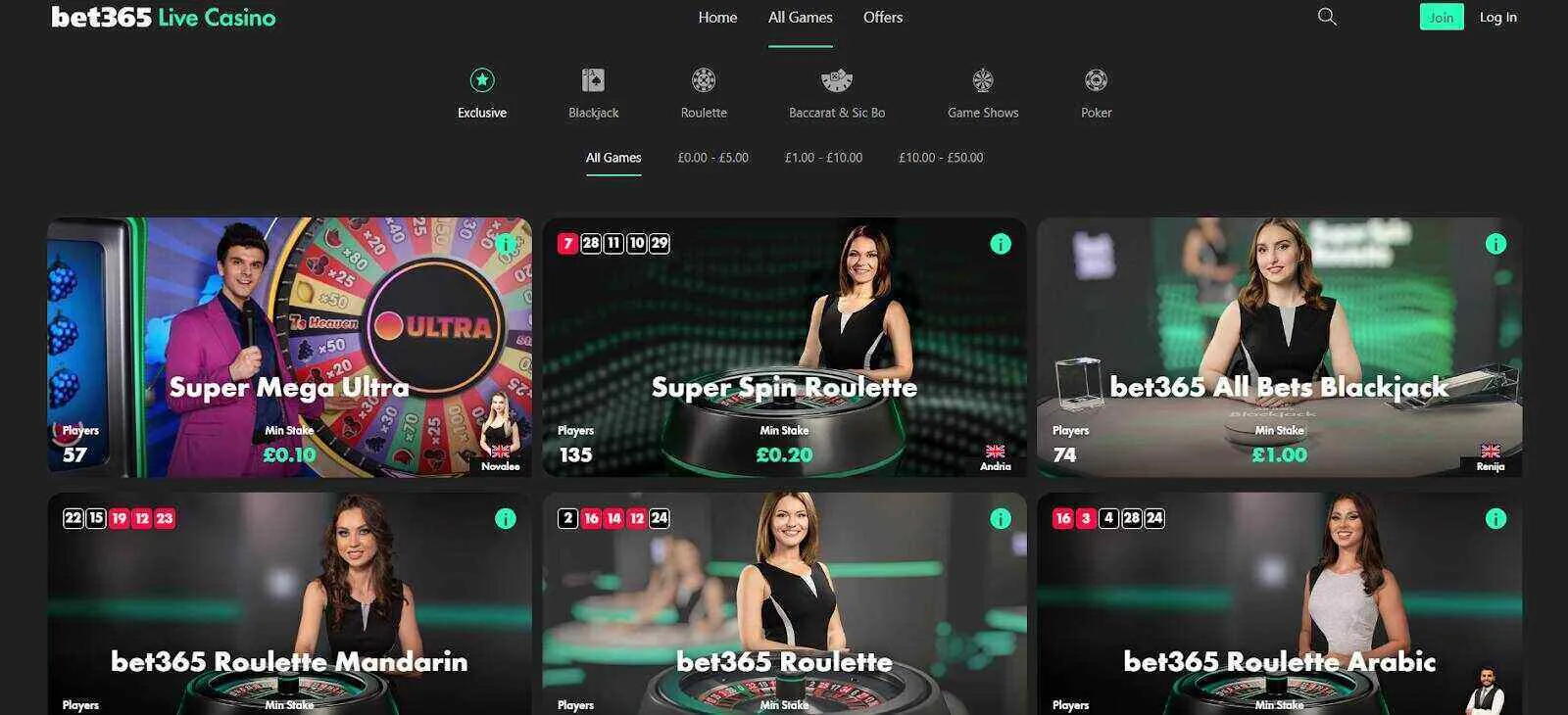 Bet365 Live Casino Games