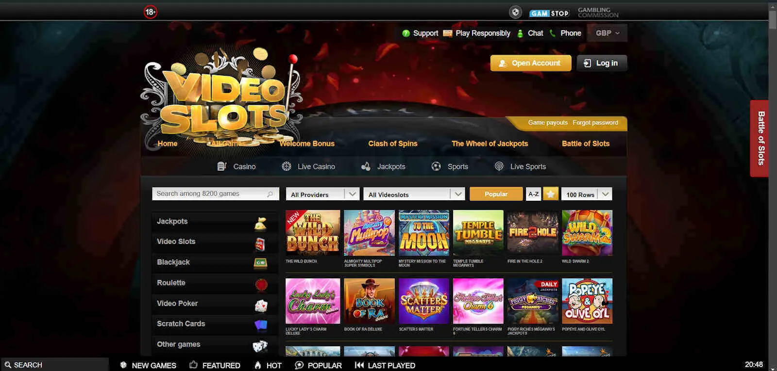 Slots at Videoslots Casino