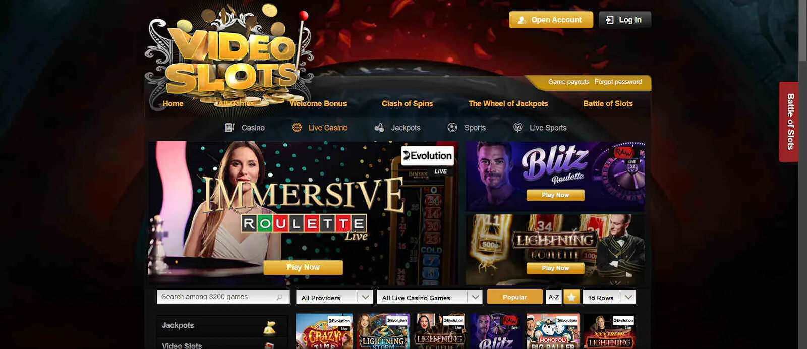 Videoslots Live Casino