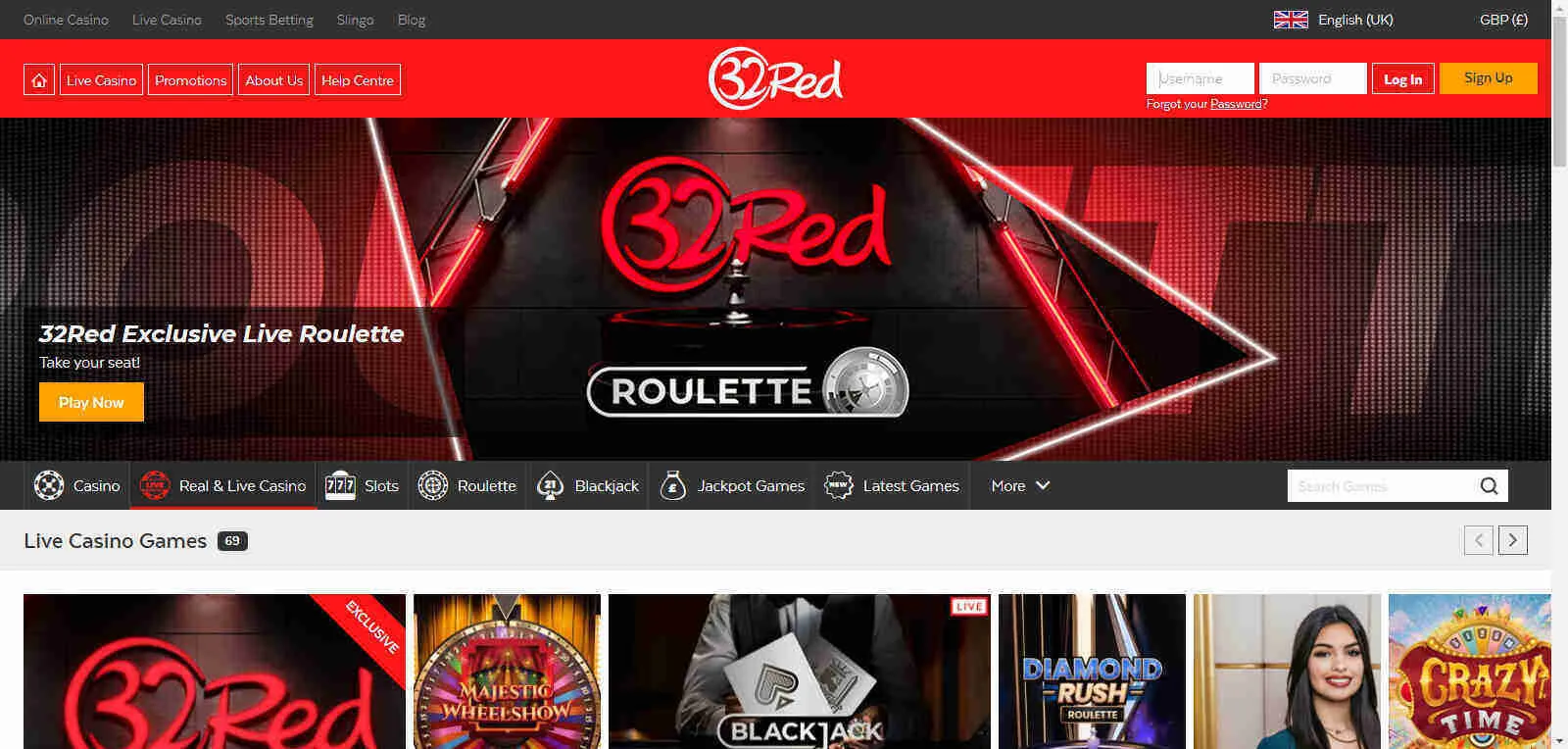 32red Casino Live Casino Games