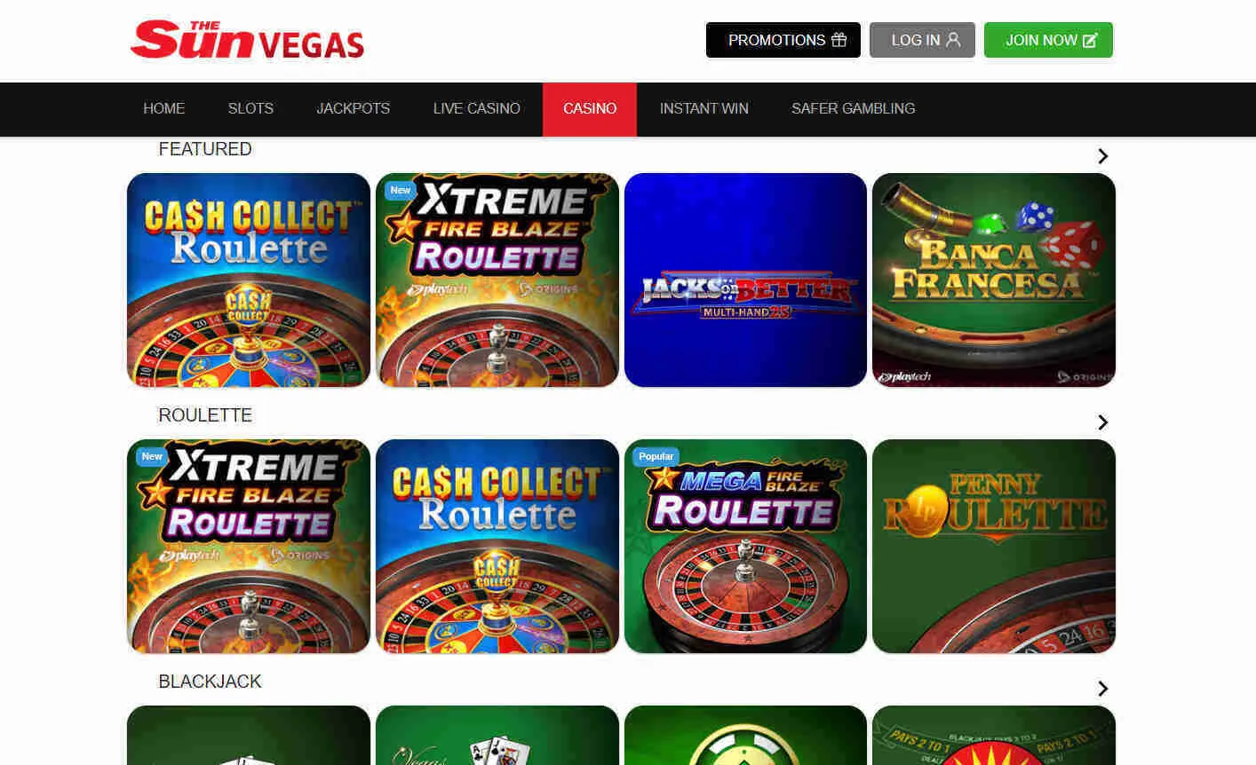 The Sun Vegas Casino Games