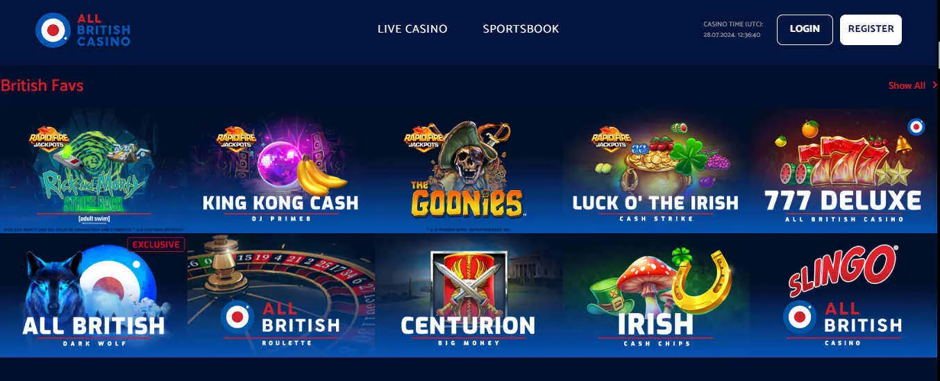 All British Casino Slot Games