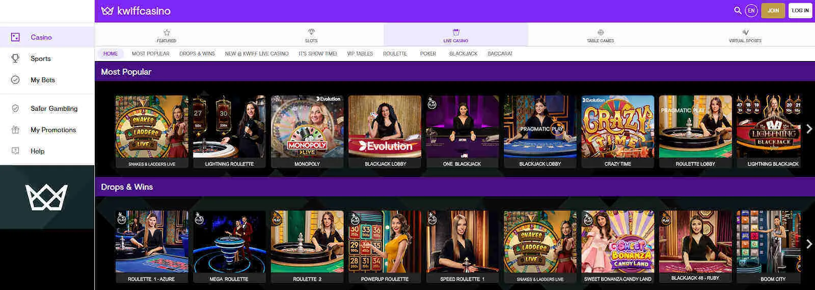 kwiff Live Casino