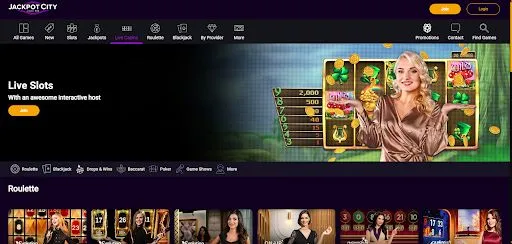 Live casino games at jackpotcity casino