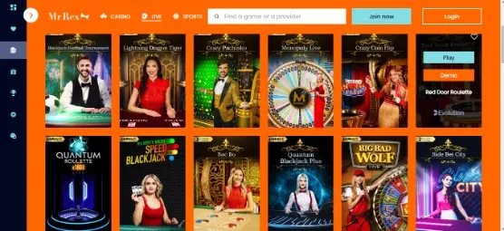 MrRex Casino Live Casino Games