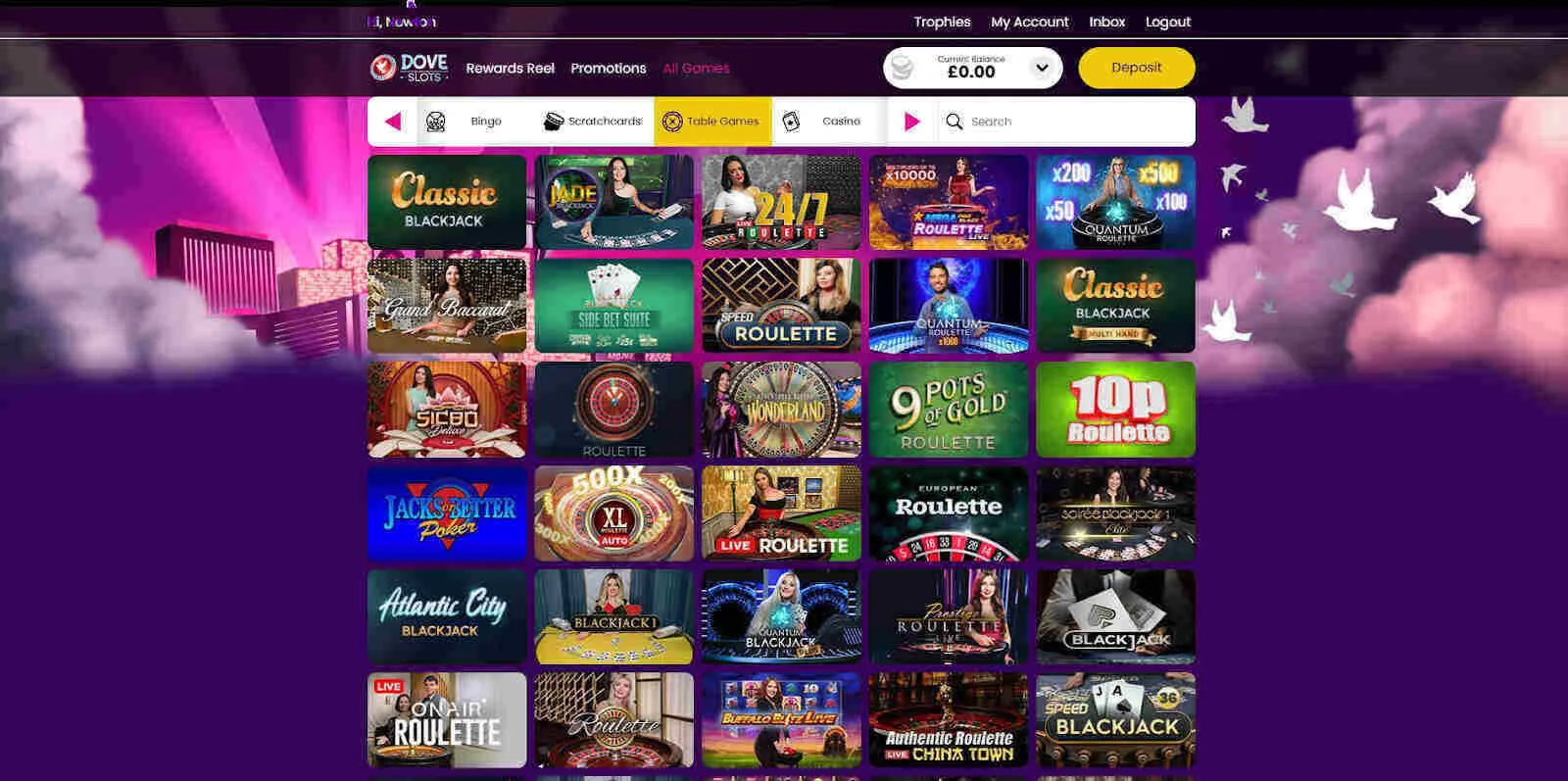 Dove Slots Live Casino Games