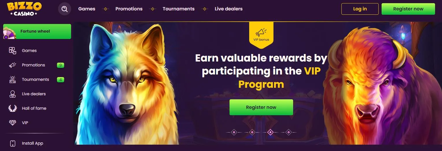 Bizzo Casino Homepage