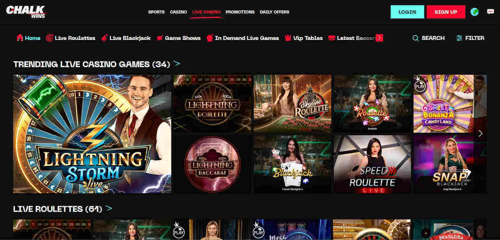 Chalk Wins Casino Live Dealer Games Background Image