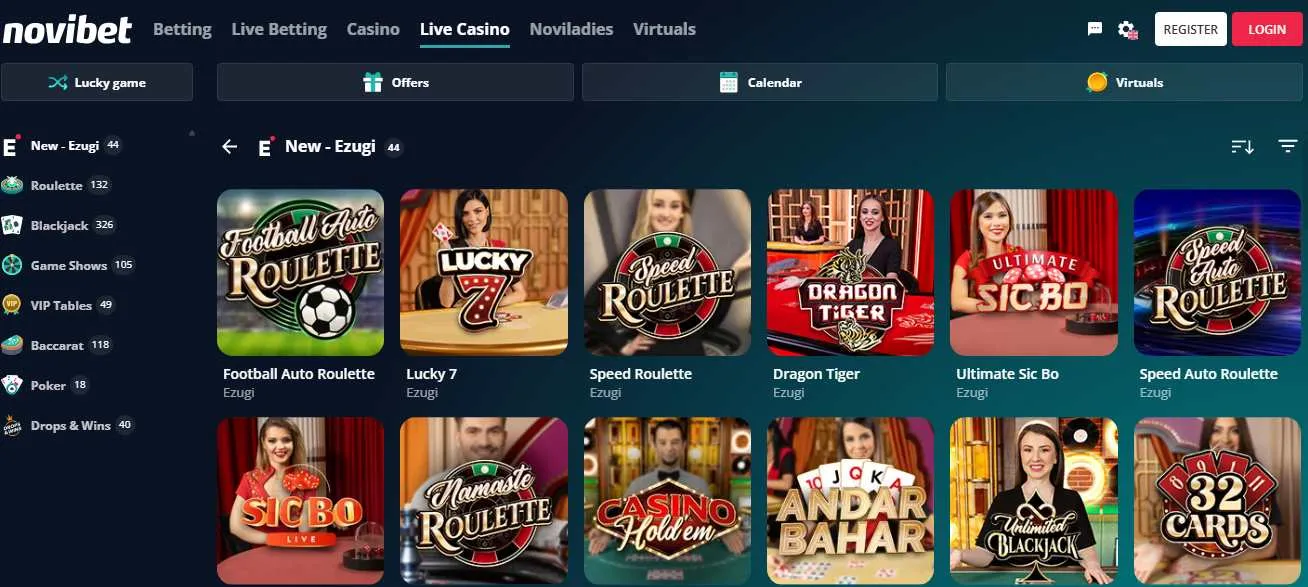 Novibet Casino Live Casino Background Image