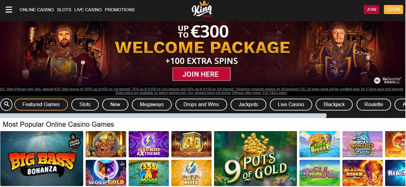 King Casino Homepage Background Image