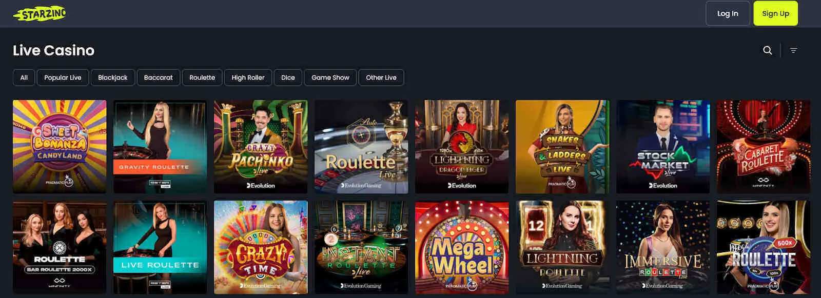 Starzino Casino Live Dealer Games