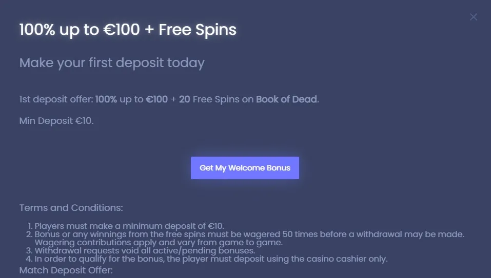 BetStorm Casino Welcome Bonus