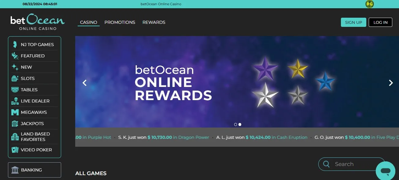 Ocean Casino Homepage Background Image