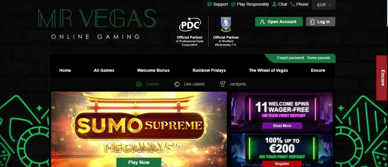 Mr Vegas Casino Homepage Background Image