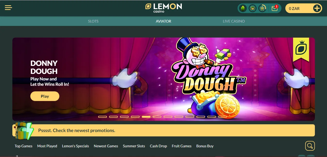 Lemon Casino Homepage