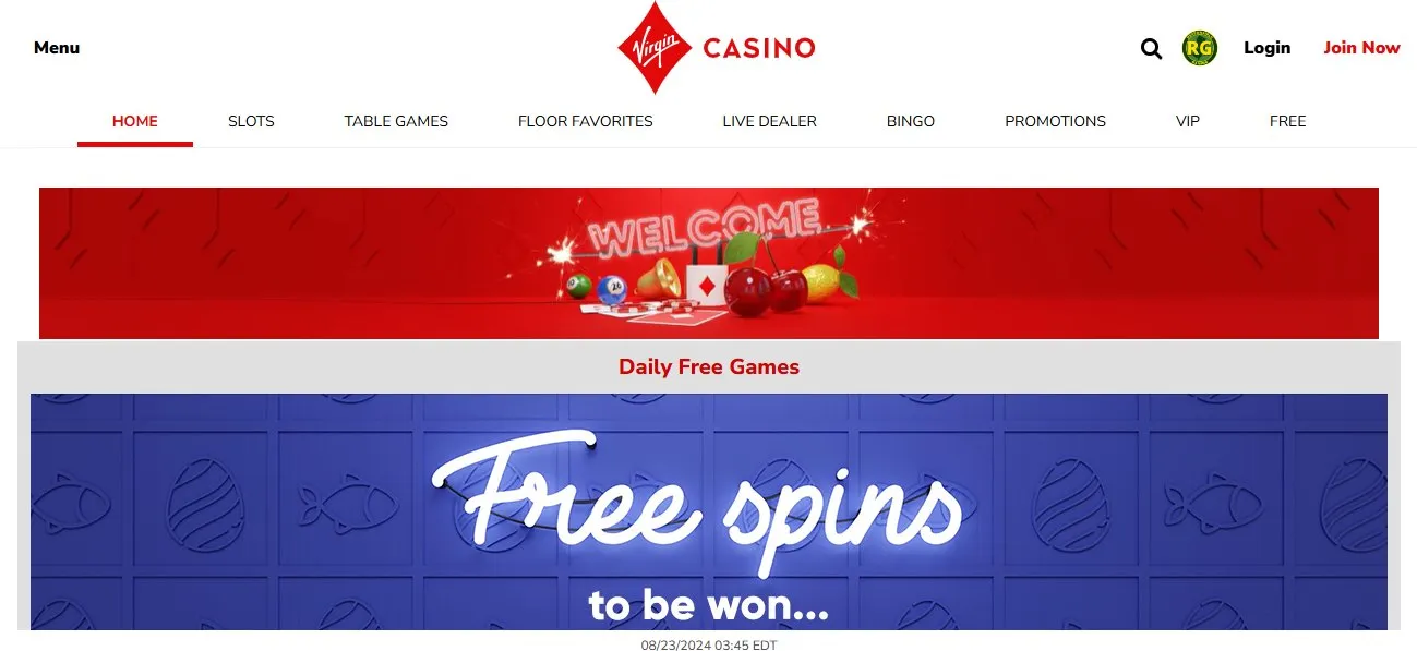 Virgin Casino Homepage Background Image