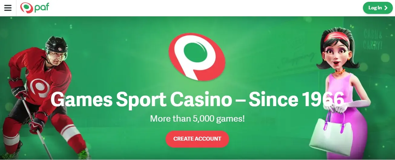 PAF Casino Homepage