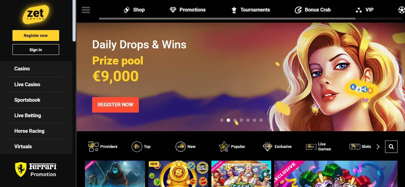 ZetCasino Homepage