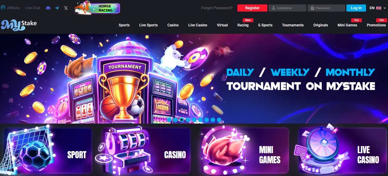 MyStake Casino Homepage