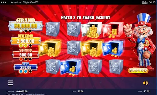 american triple gold matching for jackpot