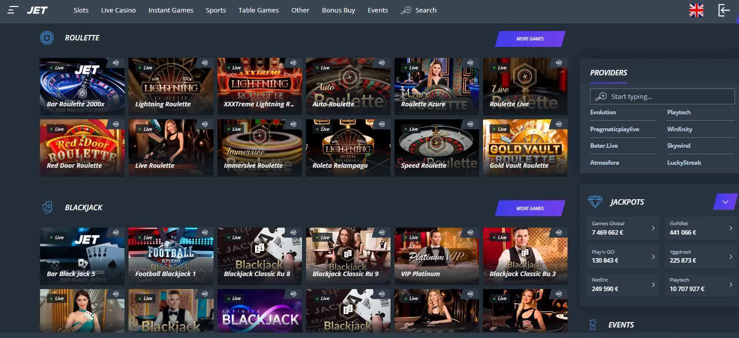 Jet Casino Live Casino