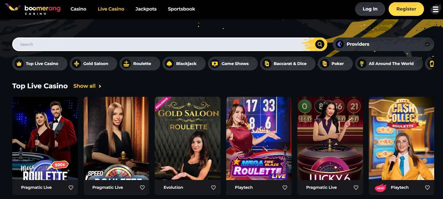 Boomerang Casino Live Casino