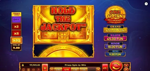 screenshot of one coin hold the jackpot