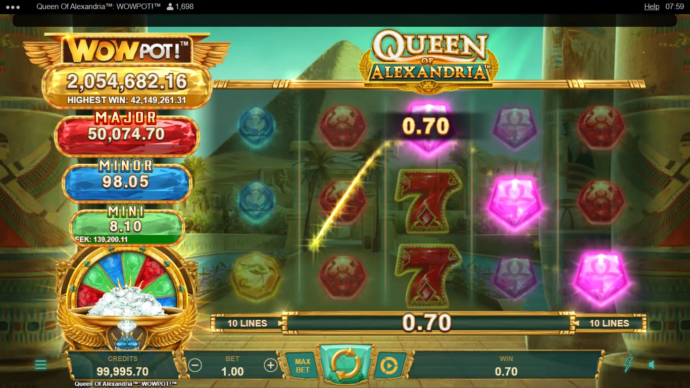 Queen of Alexandria WOWPOT Slot Game