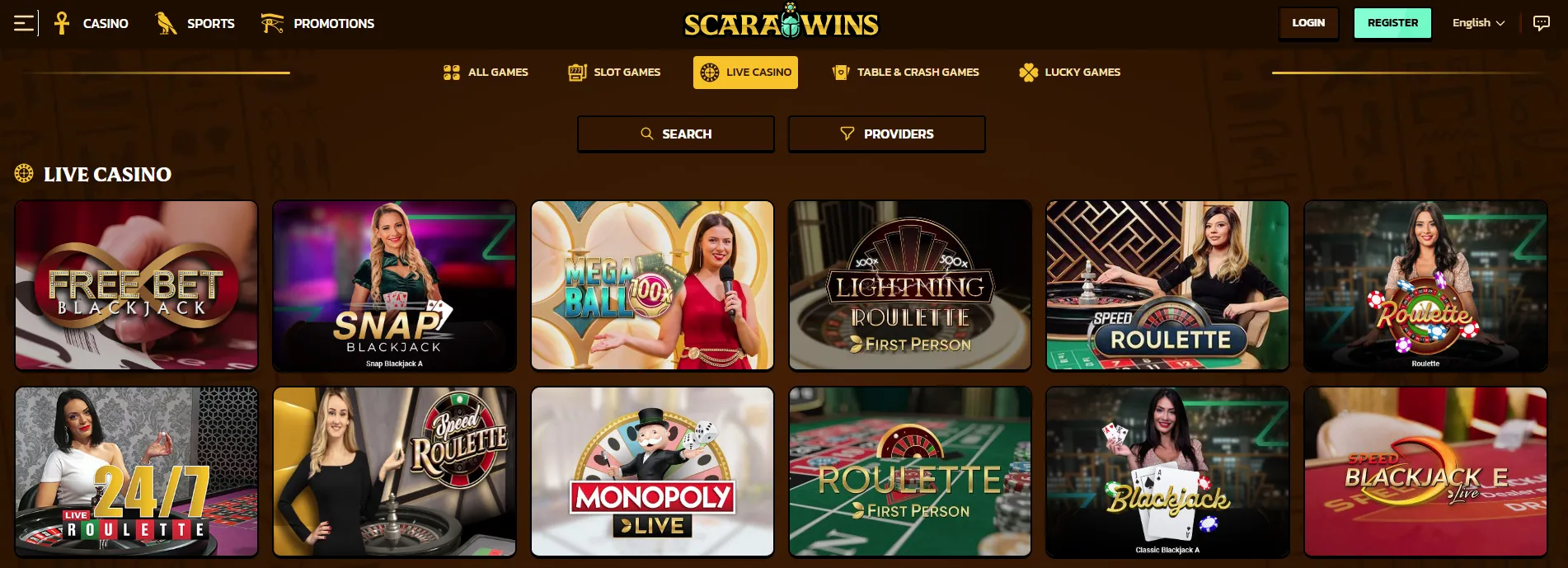 Scarawins Casino Live Games Background Image