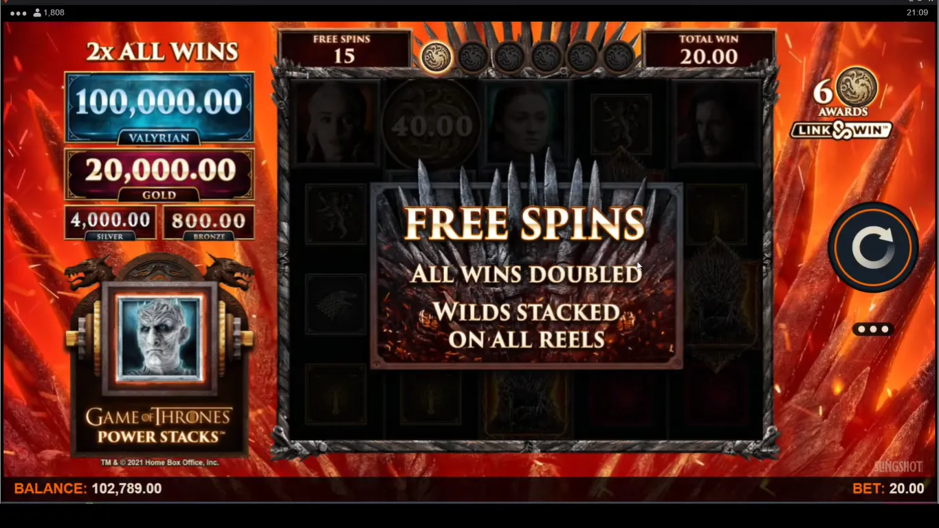 Game Of Thrones Power Stacks Free Spins Background Image