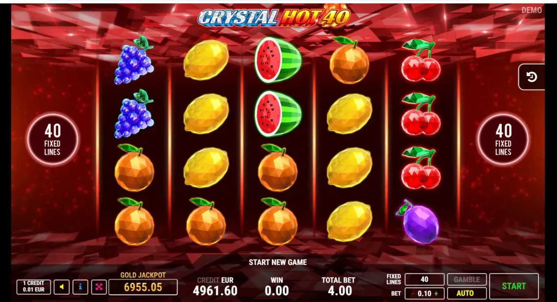 Crystal Hot 40 Slot Free Spins Background Image