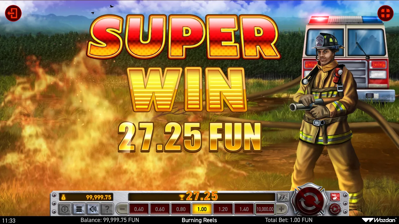 Burning Reels Slot Super Win Background Image