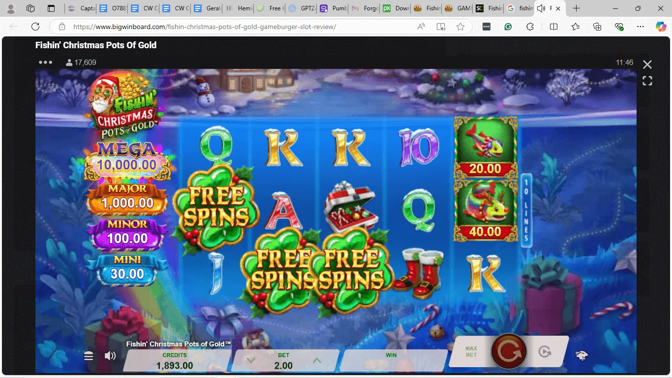 Fishin' Christmas Pots Of Gold Free Spins Background Image