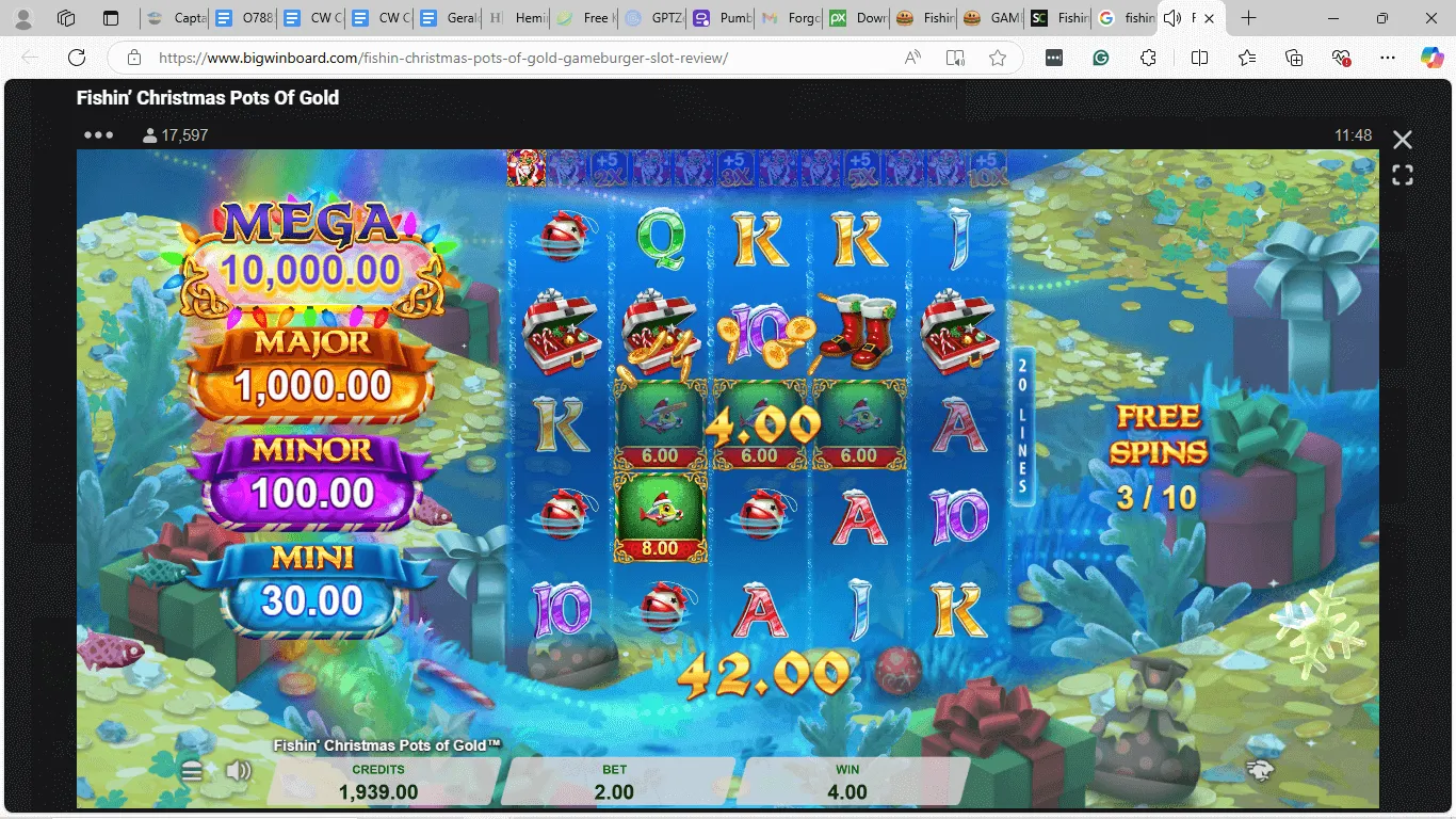 Fishin' Christmas Pots Of Gold Win Background Image