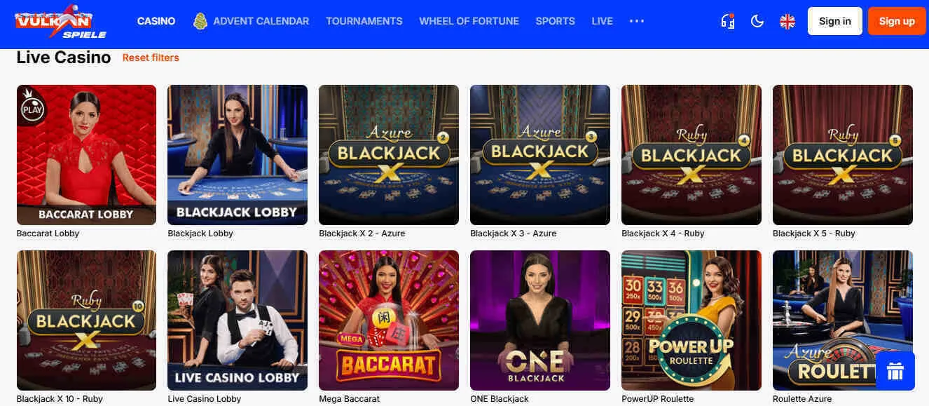 VulkanSpiele Live Casino Games Background Image