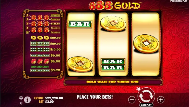 888 Gold Slot Background Image