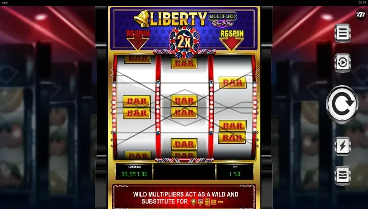 Liberty Multiplier Retro Roller Slot Review Background Image