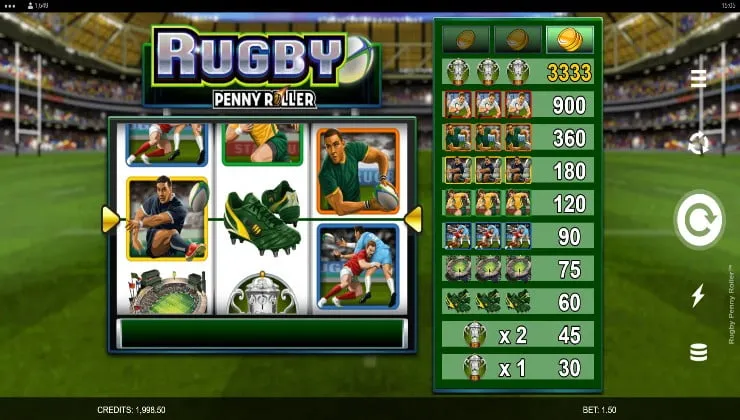 Rugby Penny Roller Slot Review Background Image