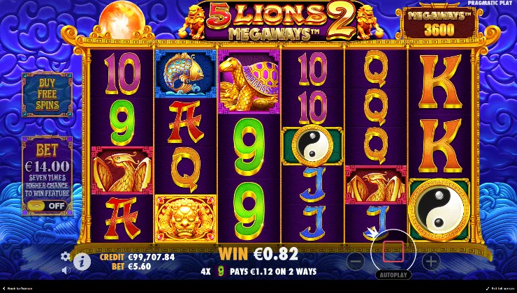5 Lions Megaways 2 Slot Game Background Image